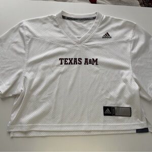 Adidas White Texas A&M Cropped Mesh Jersey